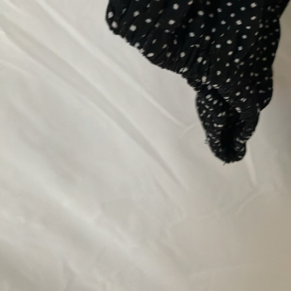 Adrianna Papell: Black/White Little dots Ruffle Armhole 3/4 Sleeve Top- cinch-XL - Picture 8 of 16